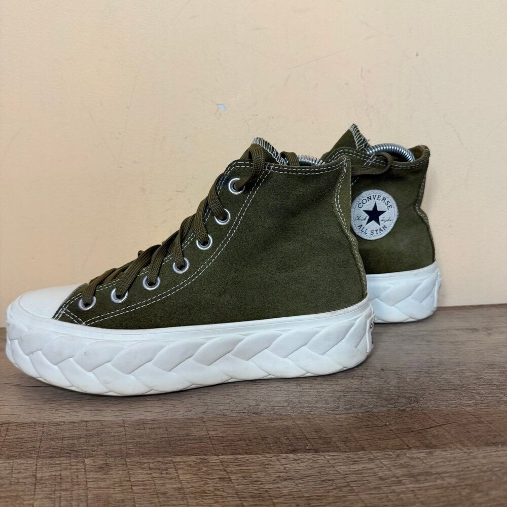 Converse Chuck Taylor All-Star Lift Cable Hi size 5.5 Moss Green shoes platform - Picture 2 of 8